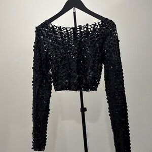 SWANK Black Crochet Crop Top